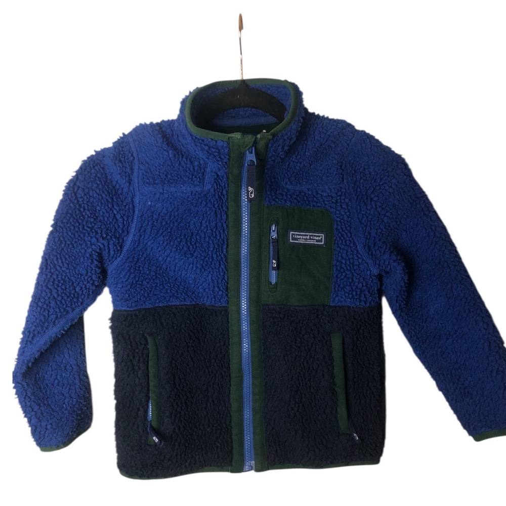 Vineyard Vines Blue and Green Kids Fleece Multi-Zip Jacket